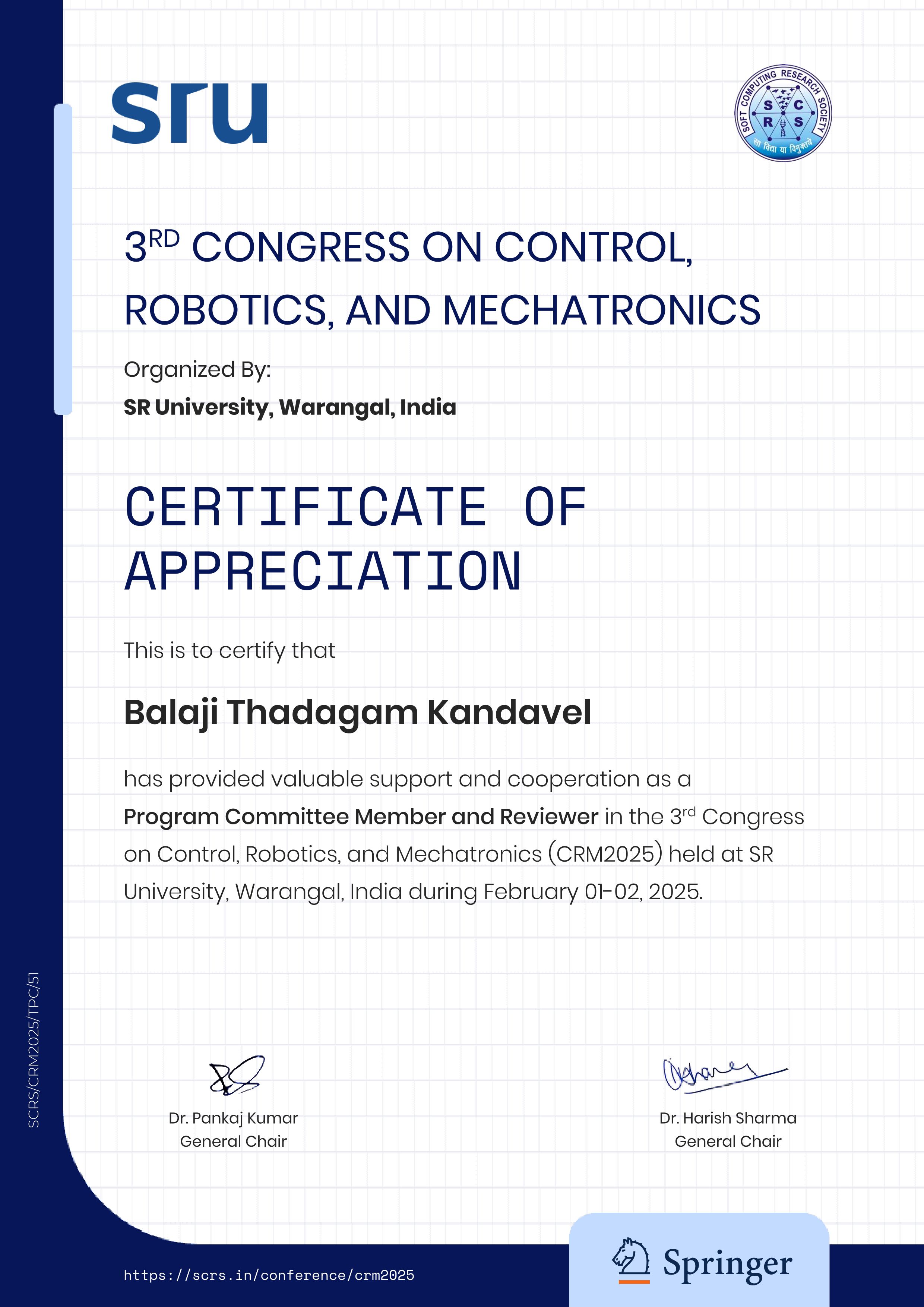 CRM 2025 Reviewer Certificate